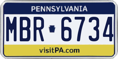 PA license plate MBR6734