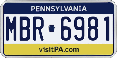 PA license plate MBR6981