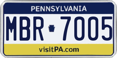 PA license plate MBR7005