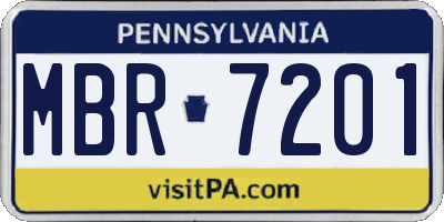 PA license plate MBR7201