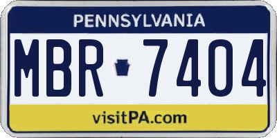 PA license plate MBR7404