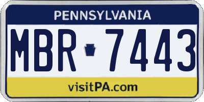 PA license plate MBR7443