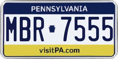 PA license plate MBR7555