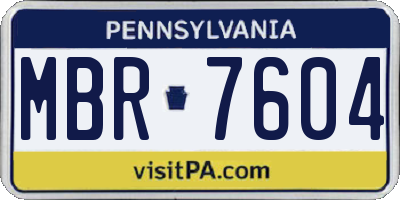 PA license plate MBR7604