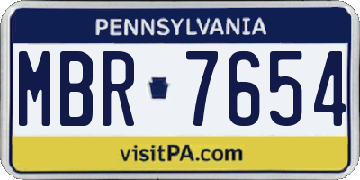 PA license plate MBR7654