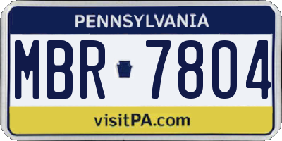 PA license plate MBR7804