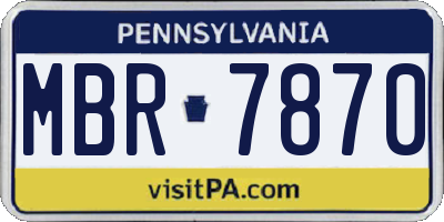 PA license plate MBR7870