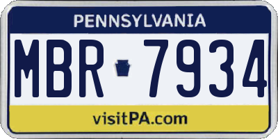 PA license plate MBR7934