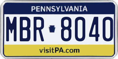 PA license plate MBR8040