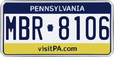 PA license plate MBR8106