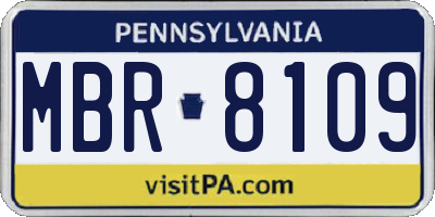 PA license plate MBR8109