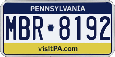 PA license plate MBR8192