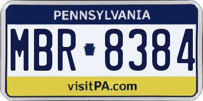 PA license plate MBR8384