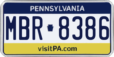 PA license plate MBR8386