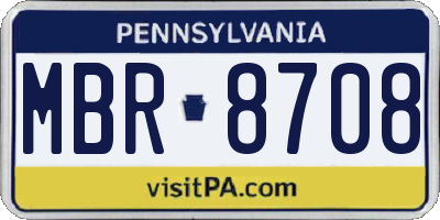 PA license plate MBR8708