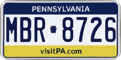 PA license plate MBR8726