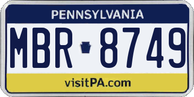 PA license plate MBR8749
