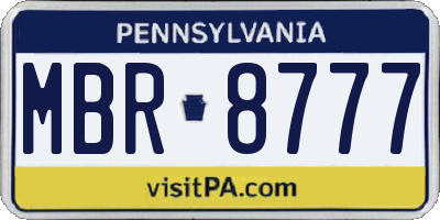 PA license plate MBR8777