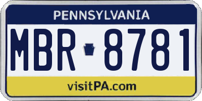 PA license plate MBR8781