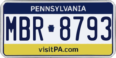 PA license plate MBR8793