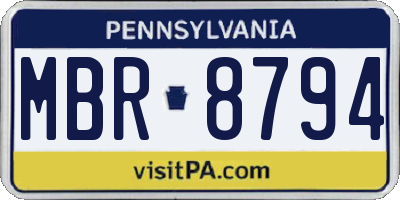 PA license plate MBR8794