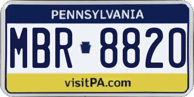 PA license plate MBR8820