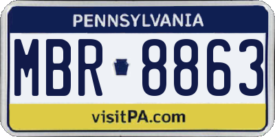 PA license plate MBR8863