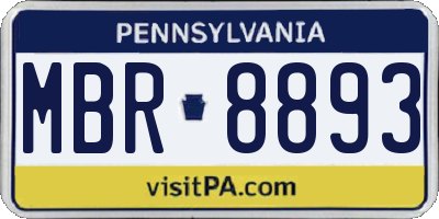 PA license plate MBR8893