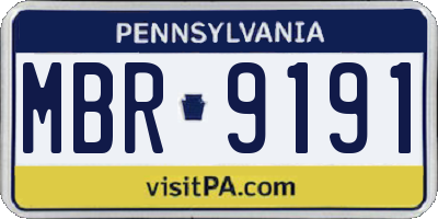 PA license plate MBR9191