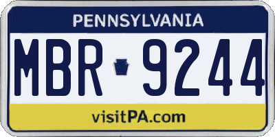 PA license plate MBR9244