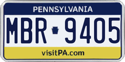 PA license plate MBR9405