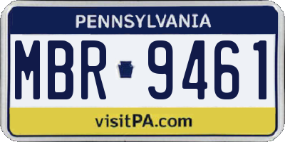 PA license plate MBR9461