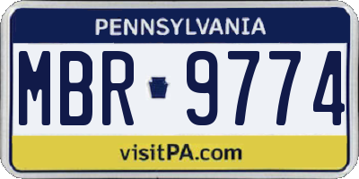 PA license plate MBR9774