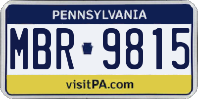 PA license plate MBR9815