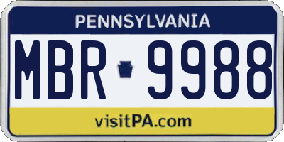 PA license plate MBR9988