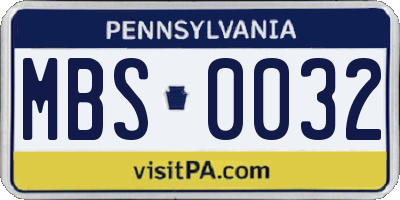 PA license plate MBS0032