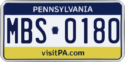 PA license plate MBS0180