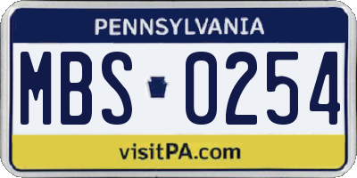 PA license plate MBS0254