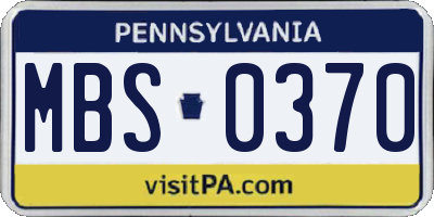 PA license plate MBS0370
