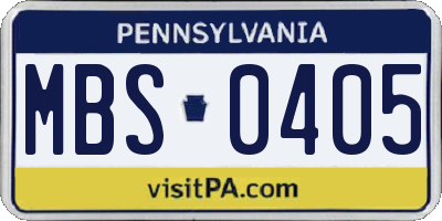 PA license plate MBS0405