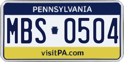 PA license plate MBS0504