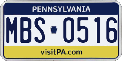 PA license plate MBS0516
