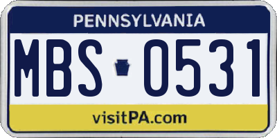 PA license plate MBS0531
