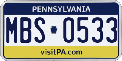 PA license plate MBS0533