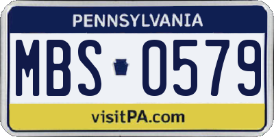 PA license plate MBS0579
