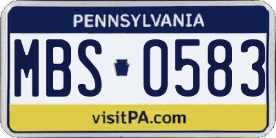 PA license plate MBS0583