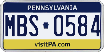 PA license plate MBS0584