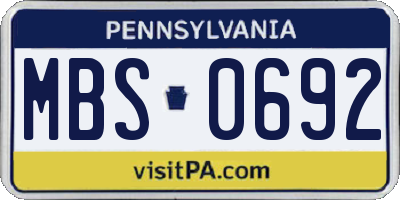 PA license plate MBS0692