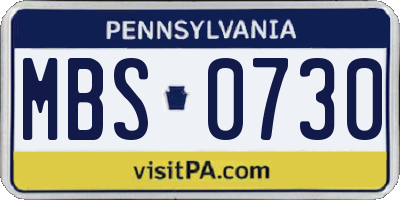 PA license plate MBS0730