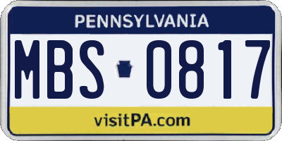 PA license plate MBS0817